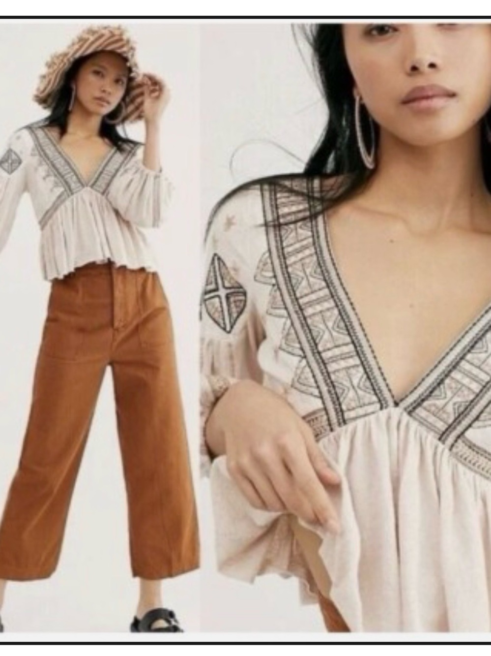 Free People Aria Embroidered Top